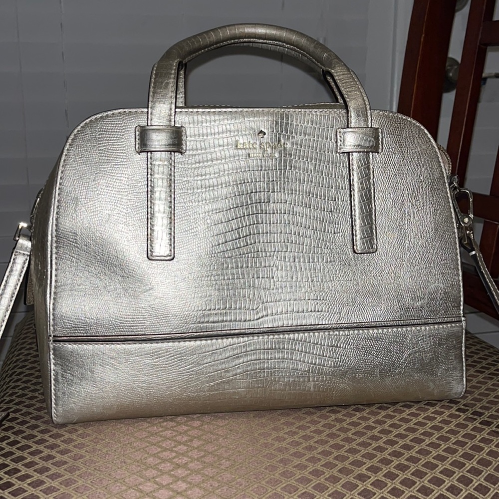 Kate Spade Metallic Gold Crocodile Print Shoulder Bag